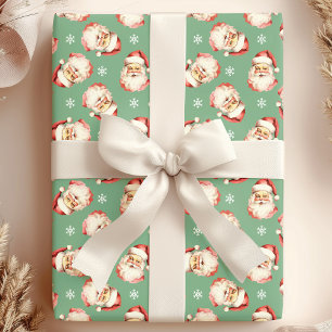 Grünes Wasserfarben-Gesicht des vintage Weihnachts Geschenkpapier