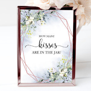 Grünes Wasserfarben Wie viele Küsse Schild