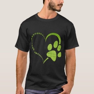 Grünes Wasserfarbmuster Hundepfotenabdruck Pfoten T-Shirt