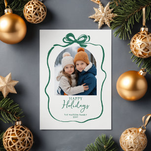 Grünes Weihnachten 4 Foto Handgezeichnete Schleife