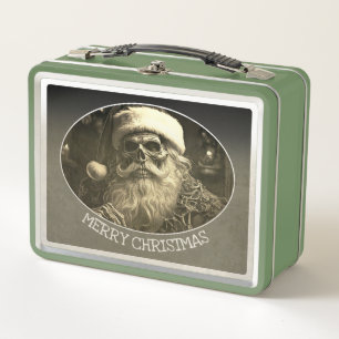 Grünes Weihnachten - Skelett-Weihnachtsmann 65609 Metall Brotdose