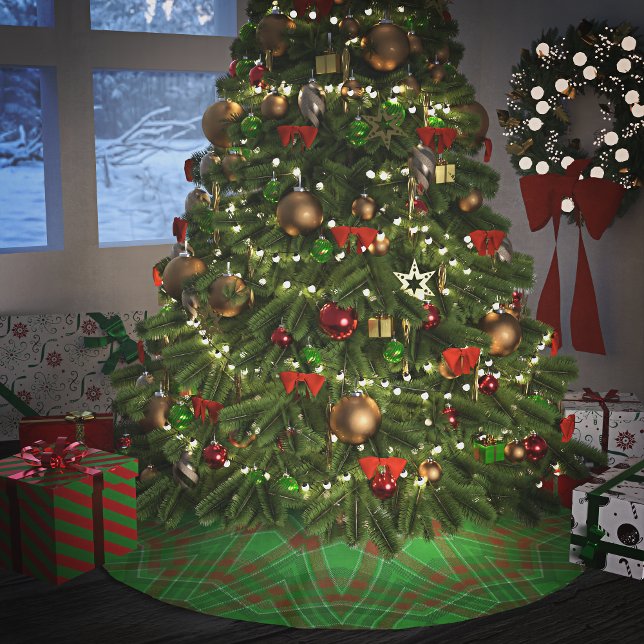 Grünes Weihnachts-Karotuch Polyester Weihnachtsbaumdecke (Von Creator hochgeladen)