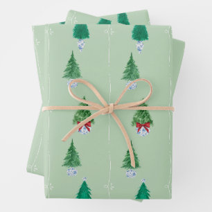 Grünes Weihnachtsbaumwrapping Paper Geschenkpapier Set
