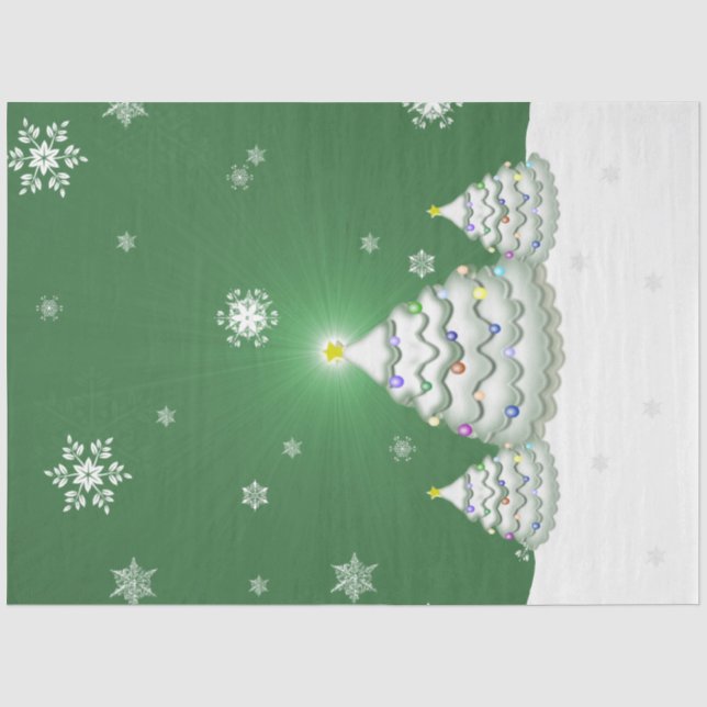 Grünes Weihnachtsbaumzettel Seidenpapier (Vorderseite)
