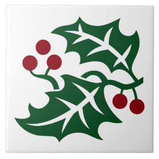 Grünes Weihnachtsdesign und Red Berries Fliese