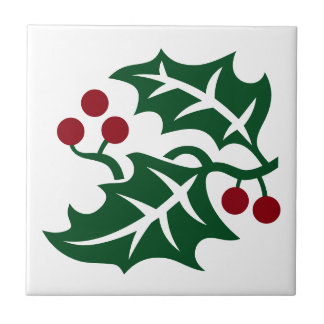 Grünes Weihnachtsdesign und Red Berries Fliese