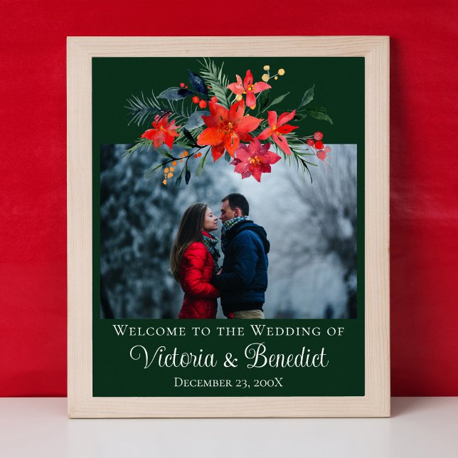 Grünes Weihnachtsfest Foto Poinsettia Floral Poster (Von Creator hochgeladen)