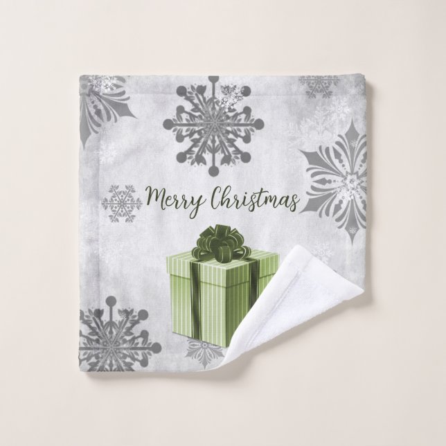 Grünes Weihnachtsgeschenk Holiday Handtuch Set (Waschlappen)