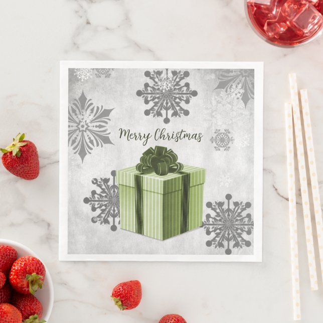 Grünes Weihnachtsgeschenk Urlaubspapier Napkin Serviette (Beispiel)