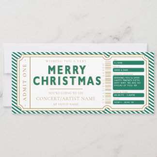 Grünes Weihnachtskonzert-Ticket-Geschenkgutschein- Einladung