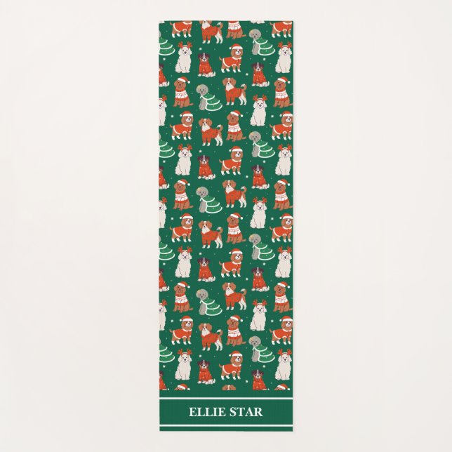 Grünes Weihnachtsmädchen Personalisiertes Mädchen Yogamatte (Vorderseite)