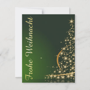 Grünes Weihnachtsmotiv mit goldenem Weihnachtsbaum Einladung