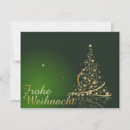 Grünes Weihnachtsmotiv mit goldenem Weihnachtsbaum Einladung