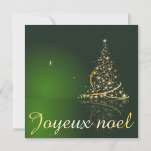 Grünes Weihnachtsmotiv mit goldenem Weihnachtsbaum Einladung