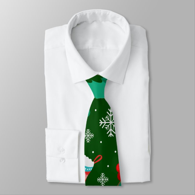 Grünes Weihnachtsmuster Abstrakt Krawatte (Gebunden)