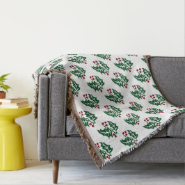 Grünes Weihnachtsmuster und Rotes Berries Decke