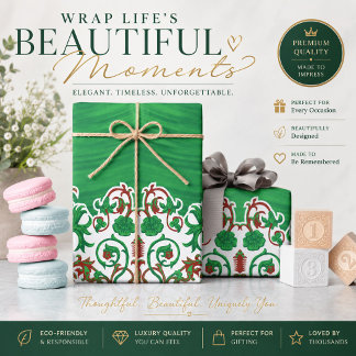 Grünes Weihnachtspapier | Ornamental Geschenk Geschenkpapier