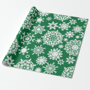 Grünes Weihnachtsschneeflocke-Muster-Packpapier Geschenkpapier