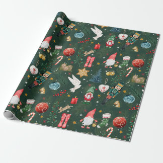 Grünes Weihnachtswrackpapier Geschenkpapier