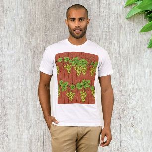 Grünes Weinrebenmuster auf rustikalem Holz T-Shirt