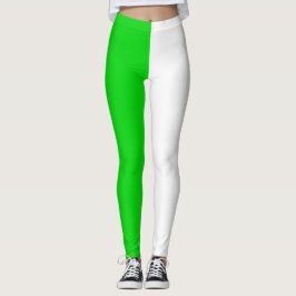 Grünes Weiß Zwei-Tone-Split Halbdesign Leggings