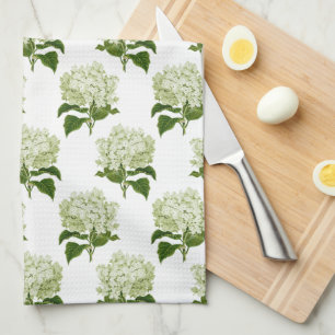 Grünes weißes antikes Hydrangea-Illustrationsmuste Geschirrtuch