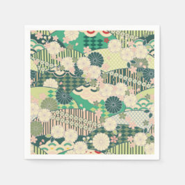 Grünes weißes japanisches Kimono-Deko Serviette