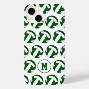 grünes weißes Volleyballmuster mit Monogramm Case-Mate iPhone 14 Hülle