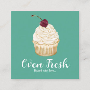 Grünes Weißes Wasser Cupcake Bäckerei Quadratische Visitenkarte