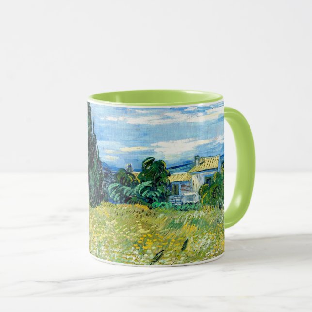 Grünes Weizenfeld mit Cypress - Vincent Van Gogh Tasse (VorderseiteRechts)