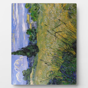 Grünes Weizenfeld mit Cypress von Van Gogh. Fotoplatte