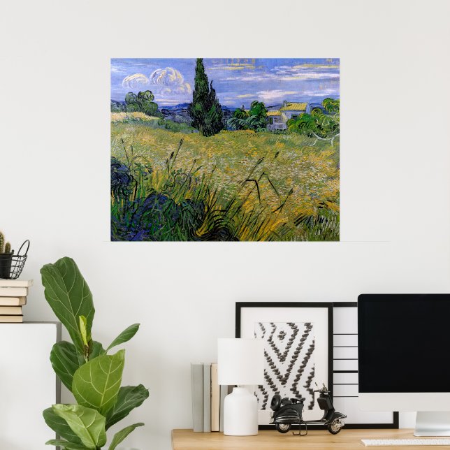 Grünes Weizenfeld mit Cypress von Vincent van Gogh Poster (Heimbüro)