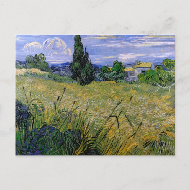 Grünes Weizenfeld mit Cypress von Vincent van Gogh Postkarte (Vorderseite)