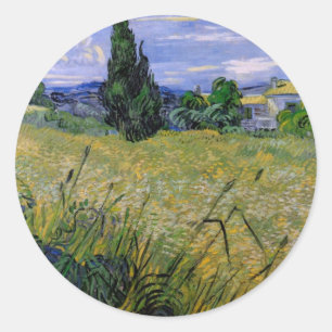Grünes Weizenfeld mit Cypress von Vincent van Gogh Runder Aufkleber