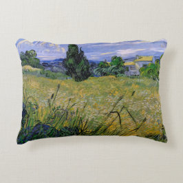 Grünes Weizenfeld mit Cypress von Vincent van Gogh Zierkissen