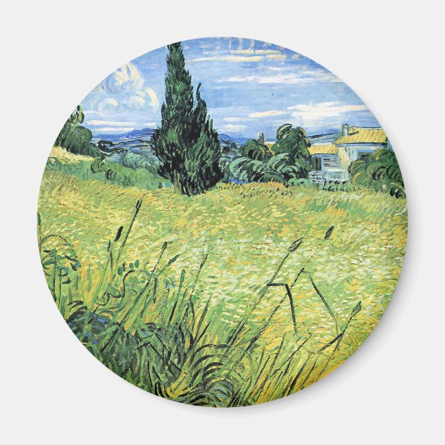 Grünes Weizenfeld mit Zypresse, Magnet (Vorne)