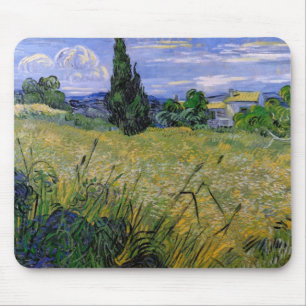 Grünes Weizenfeld mit Zypresse von Van Gogh. Mousepad