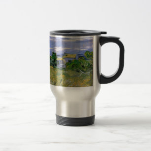 Grünes Weizenfeld mit Zypresse von Van Gogh. Reisebecher