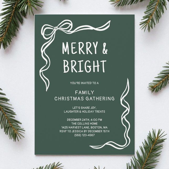 Grünes Whimsikhandgezeichnetes Weihnachtsgebäck Pa Einladung (Green Whimsical Hand Drawn Family Christmas Party Invitation)