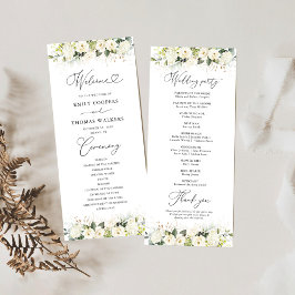 Grünes White Roses Hochzeitsprogramm Programm