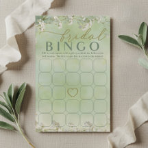 Grünes Wildblumen-Hochzeits-Bingo-Spiel