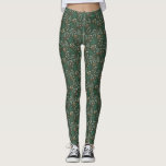 Grünes Winter Botanisches Muster Leggings<br><div class="desc">Festliche und rustikale Weihnachtstheater-Leggings mit handgezeichneter Illustration der Feriengrüne.</div>