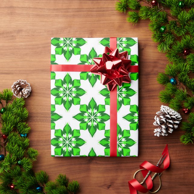 ❄ Grünes Winter-Schneeflockenraster ❄ Geschenkpapier (Feiertagsgeschenk)