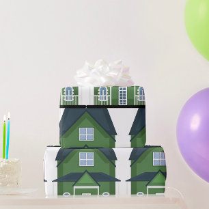 Grünes Wohnhaus Geschenkpapier