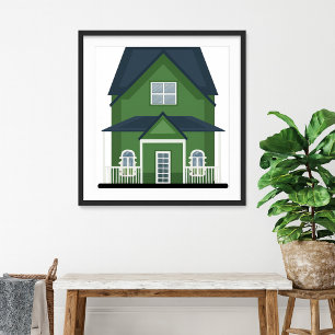 Grünes Wohnhaus Poster