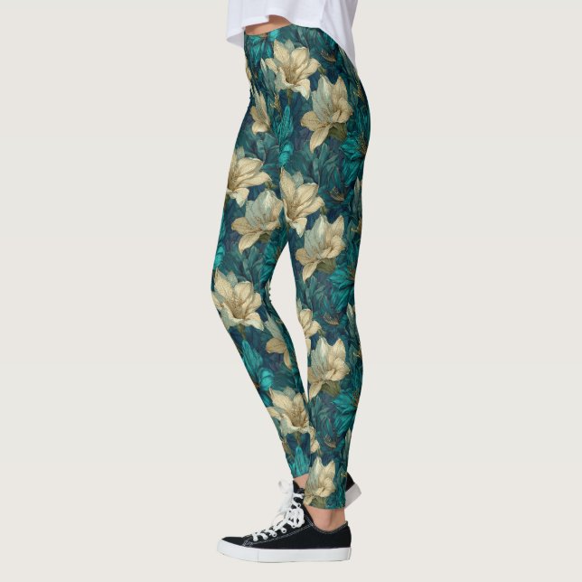 Grünes Workout Amaryllis Charm Muttertag Geschenk  Leggings (Links)