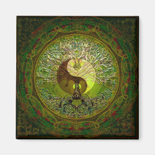 Grünes Yin Yang mit Baum des Lebens Magnet