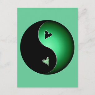grünes Yin-Yang-Symbol Postkarte