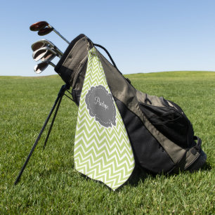 Grünes Zickzack Personalisiertes Golfhandtuch