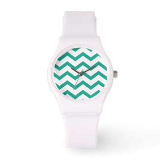 Grünes ZigZag-Zickzack Muster Armbanduhr